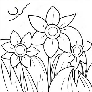 Pagina da colorare del bellissimo giardino di narcisi | pagina da colorare Narciso