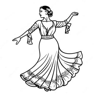 Pagina da Colorare di una Colorata Danzatrice Flamenco Spagnola | pagina da colorare Spagna