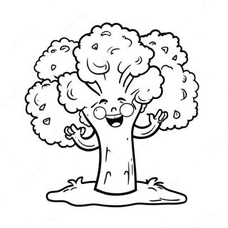 Pagina da Colorare Personaggio Broccoli Felice | pagina da colorare Broccoli