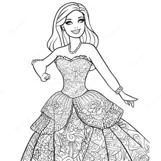 Pagina da Colorare Bibble Barbie in un Vestito Scintillante | pagina da colorare Bibble Barbie