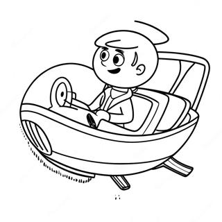 Pagina da Colorare George Jetson nella Sua Auto Volante | pagina da colorare Jetsons