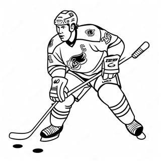 Pagina da Colorare di un Giocatore di Hockey su Ghiaccio NHL in Azione | pagina da colorare NHL