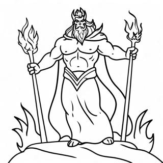 Pagina da Colorare di Hades Potente con Fiamme | pagina da colorare Ade