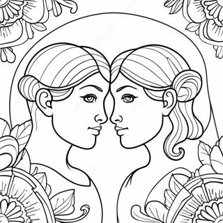 Pagina da colorare del segno zodiacale dei Gemelli | pagina da colorare Gemelli