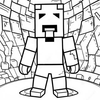 Pagina da Colorare Steve di Minecraft con Armatura di Diamante | pagina da colorare Minecraft Steve