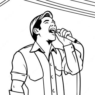 Pagina da Colorare di Ivan Cornejo che Canta sul Palco | pagina da colorare Ivan Cornejo