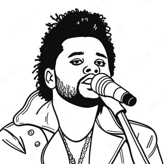 Pagina da Colorare di The Weeknd che Si Esibisce sul Palco | pagina da colorare The Weeknd