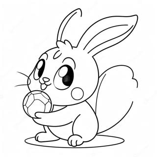 Pagine da Colorare Scorbunny Carino che Gioca con una Palla | pagina da colorare Scorbunny