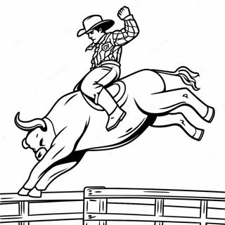 Pagina da Colorare di un Eccitante Cavaliere di PBR in Azione | pagina da colorare PBR Rodeo