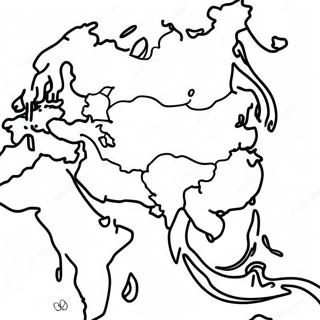 Pagina da Colorare con la Mappa dell'Asia | pagina da colorare Asia