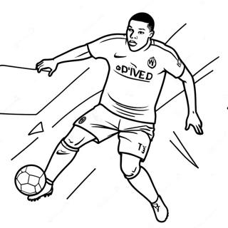 Pagina da Colorare di Mbappe in Azione | pagina da colorare Mbappe