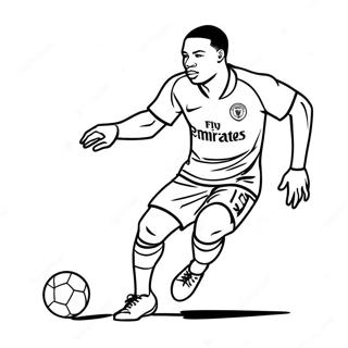 Pagina da Colorare di Mbappe che Dribbla il Difensore | pagina da colorare Mbappe