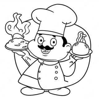 Pagina da Colorare del Cuoco Divertente che Cucina | pagina da colorare Chef