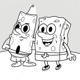 Pagina da Colorare di SpongeBob e Patrick Allegri | pagina da colorare SpongeBob e Amici