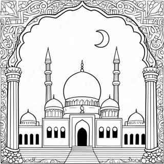 Pagina da Colorare di Moschea Islamica | pagina da colorare Islamico