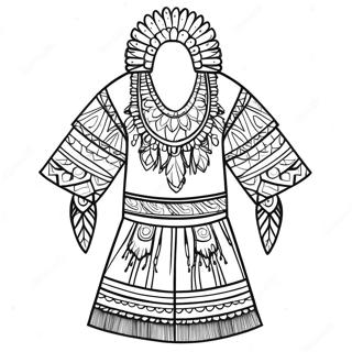 Pagina da Colorare Abbigliamento Tradizionale Indigeno | pagina da colorare Indigeno