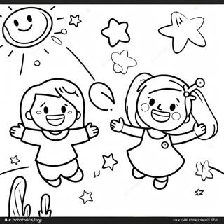 Pagina da Colorare Bambini Felici che Giocano | pagina da colorare Gioia
