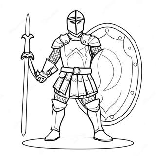Pagina da Colorare di Cavaliere Coraggioso con Scudo | pagina da colorare Coraggio