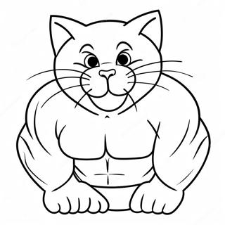 Pagina da Colorare di Meowscles che Mostra i Muscoli | pagina da colorare Meowscles