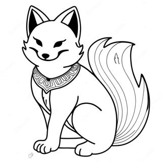 Pagina da Colorare di Kitsune | pagina da colorare Kitsune