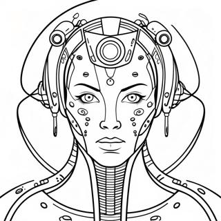 Pagina da Colorare del Cyborg Futuristico con Occhi Laser | pagina da colorare Cyborg