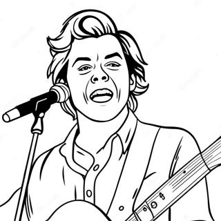 Pagina da Colorare di Harry Styles che Canta | pagina da colorare One Direction