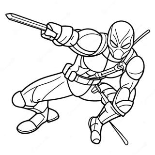 Pagina da Colorare Pose d'Azione di Deathstroke | pagina da colorare Deathstroke