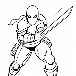 Pagina da Colorare Deathstroke con Spada | pagina da colorare Deathstroke