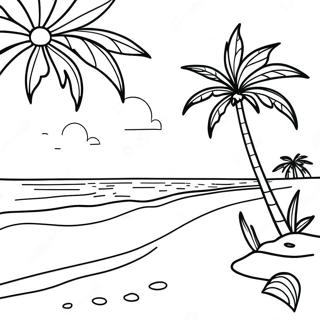 Pagina da Colorare Spiaggia al Tramonto Aloha | pagina da colorare Aloha