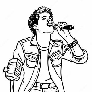 Pagina da Colorare Bruno Mars che Canta sul Palco | pagina da colorare Bruno Mars