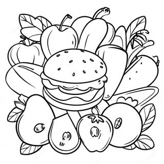 Pagina da Colorare di Cibo Sano | pagina da colorare Salute
