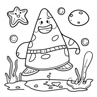 Pagina da colorare divertente di Patrick Star sott'acqua | pagina da colorare Patrick