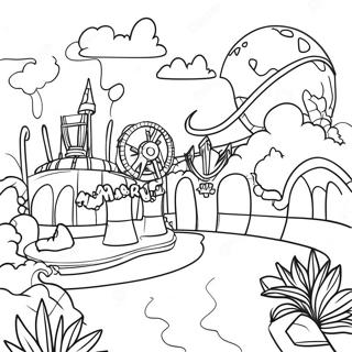 Pagina da Colorare del Parco Tematico Magico degli Universal Studios | pagina da colorare Universal Studios