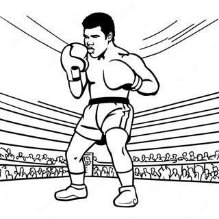 Pagina da Colorare di Muhammad Ali nel Ring | pagina da colorare Muhammad Ali