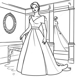 Pagina da Colorare di una Donna Elegante in Abito | pagina da colorare Donne