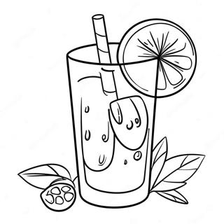 Pagina da Colorare di un Bicchiere di Limonata Rinfrescante | pagina da colorare Limonata