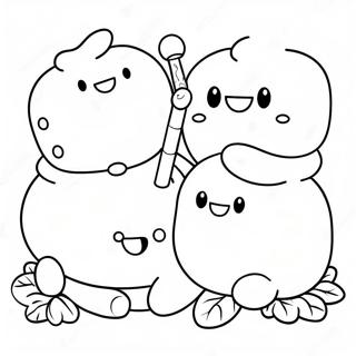 Pagina da colorare degli amici marshmallow sorridenti | pagina da colorare Marshmellow