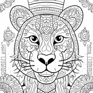 Pagina da colorare del giaguaro maya colorato | pagina da colorare Maya