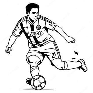Pagina da Colorare di Xavi che Dribbla la Palla | pagina da colorare Xavi