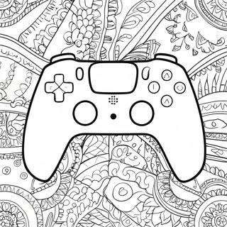 Pagina da Colorare del Controller PS5 Colorato con Motivi | pagina da colorare Controller PS5