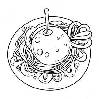 Pagina da Colorare degli Spaghetti con le Polpette | pagina da colorare Spaghetti
