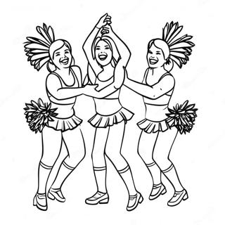 Pagina da Colorare delle Cheerleader dei Colts che Ballano | pagina da colorare Colt