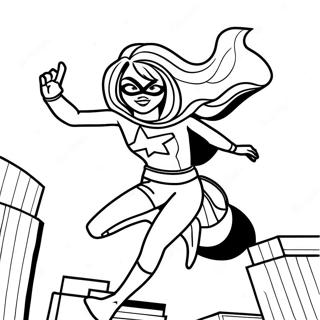 Pagina da Colorare Ms Marvel in Azione | pagina da colorare Ms Marvel