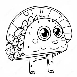 Pagina da Colorare di Taco Divertente con Occhi | pagina da colorare Taco