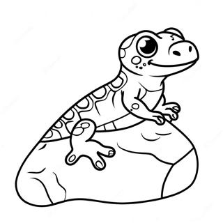 Pagina da Colorare di Gecko Carino su una Roccia | pagina da colorare Gecko
