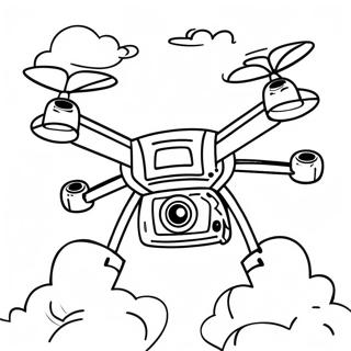 Pagina da Colorare di Drone Volante nel Cielo | pagina da colorare Drone