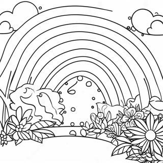 Pagina da Colorare Arcobaleno con Pennarelli a Punto | pagina da colorare Puntini
