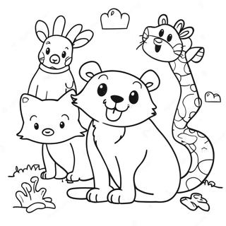 Pagina da Colorare Amici Animali con Pennarelli a Punto | pagina da colorare Puntini