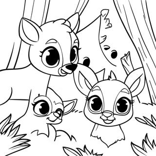 Pagina da Colorare di Bambi con gli Amici | pagina da colorare Bambi