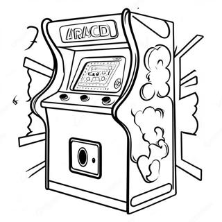 Pagina da Colorare dell'Arcade Retro degli Anni '80 | pagina da colorare anni '80